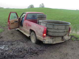 Water tank on truck.