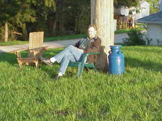 Martin on front lawn.