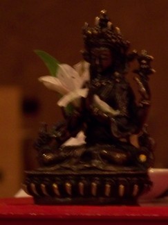 Buddha statue on Lamala's throne.