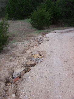 Rocks in gully.