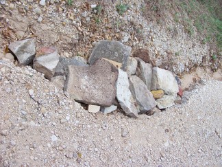 Rocks in gully.