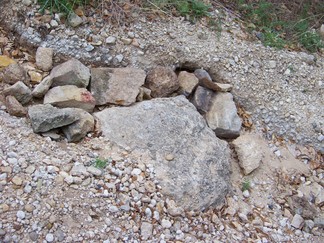 Rocks in gully.