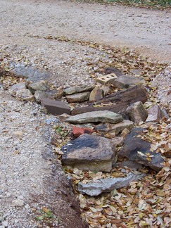 Rocks in gully.