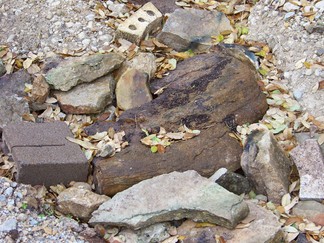 Rocks in gully.