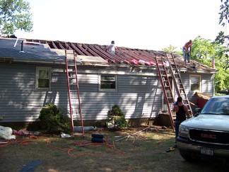 Repairing Roof, 6th Avenue, Watervliet, NY.