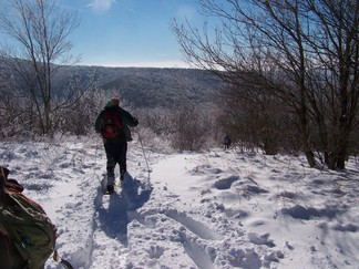 Snowshoe hike to Berlin Mountain, Taconic Crest Trail, NY.