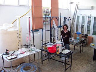 Elif's water filtration testing equipment.