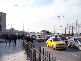 Traffic from the Galata Bridge.