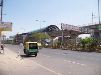 Blue Line Metro Stop, Delhi, India.